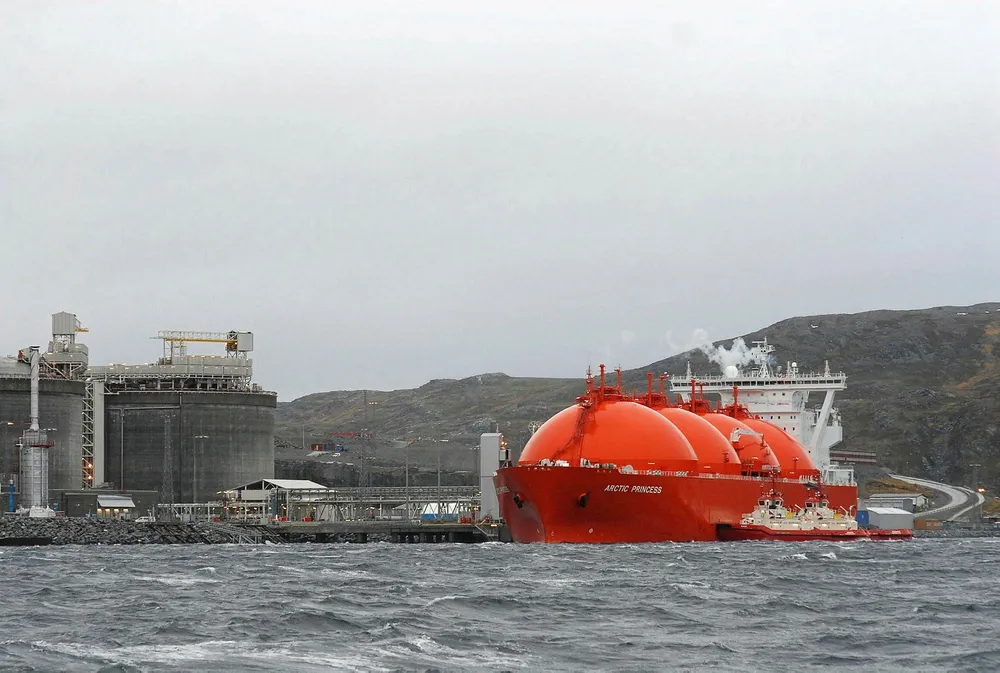 Fuelling exports: LNG carrier at Hammerfest LNG plant at Melkoya
