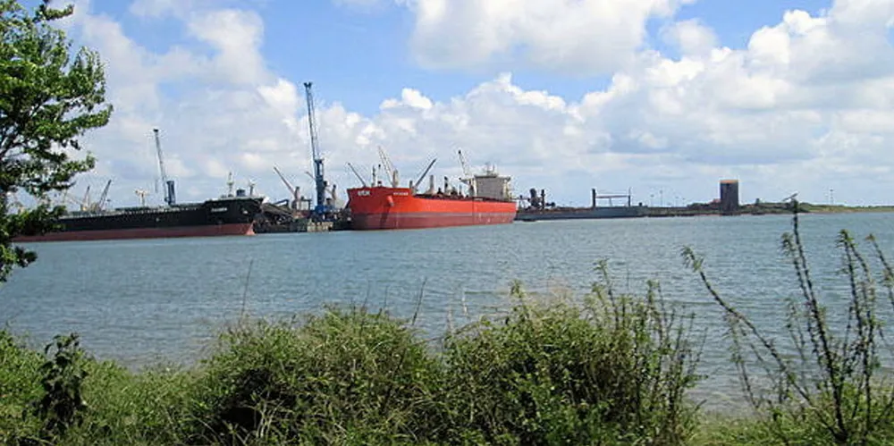 The port of Paradip in India.