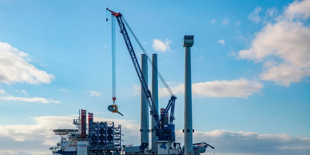 The first V164 8MW machine is installed at Burbo Bank Extension