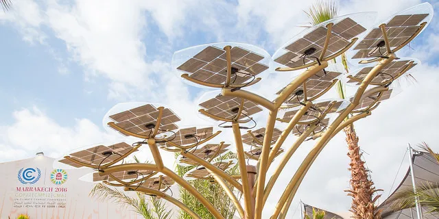 A 'solar tree' at the entrance to COP22 in Marrakech