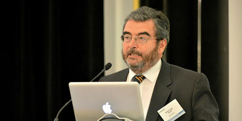 AquaChile's Victor Hugo Puchi at the podium.
