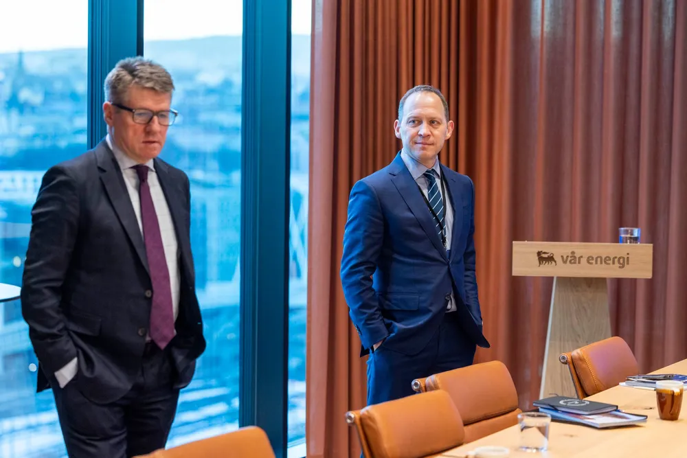 Vaar Energi chief executive Nick Walker (left) and chief operating officer Torger Rod