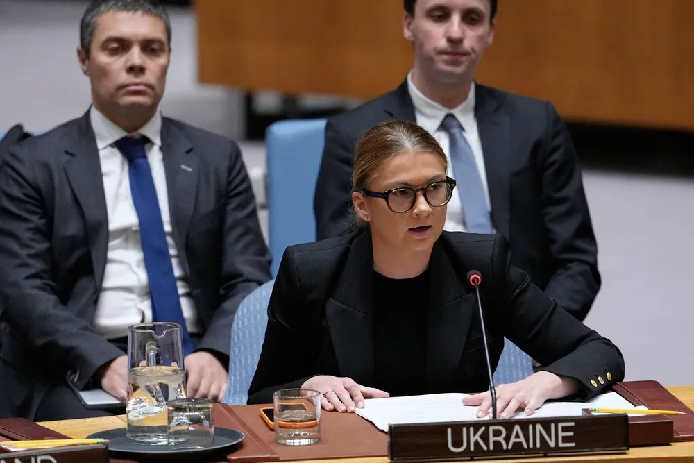 Ukrainas viseambassadør i FN Khrystyna Hajovysjyn var klar i talen om hva landet mener om det amerikansk-russiske forslaget til fredsplan i Ukraina. – Landet vårt er ikke til salgs.