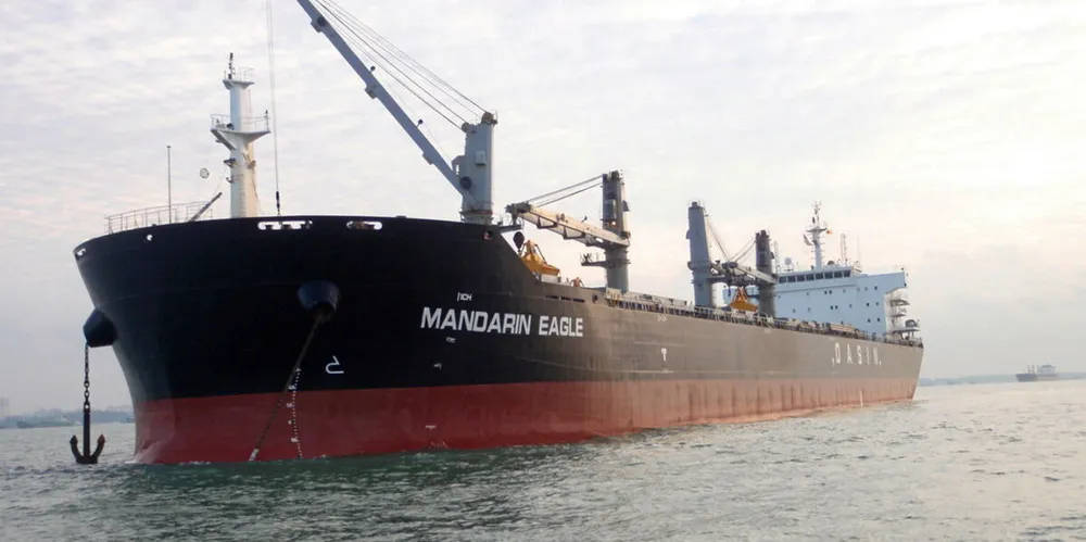 The 57,000-dwt Mandarin Eagle (built 2008) is seen in an undated photo. The supramax bulker is in the fleet of Singapore-headquartered Dasin Shipping.