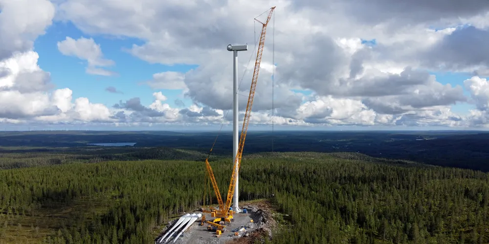Nordex turbine being erected in a Nordic country