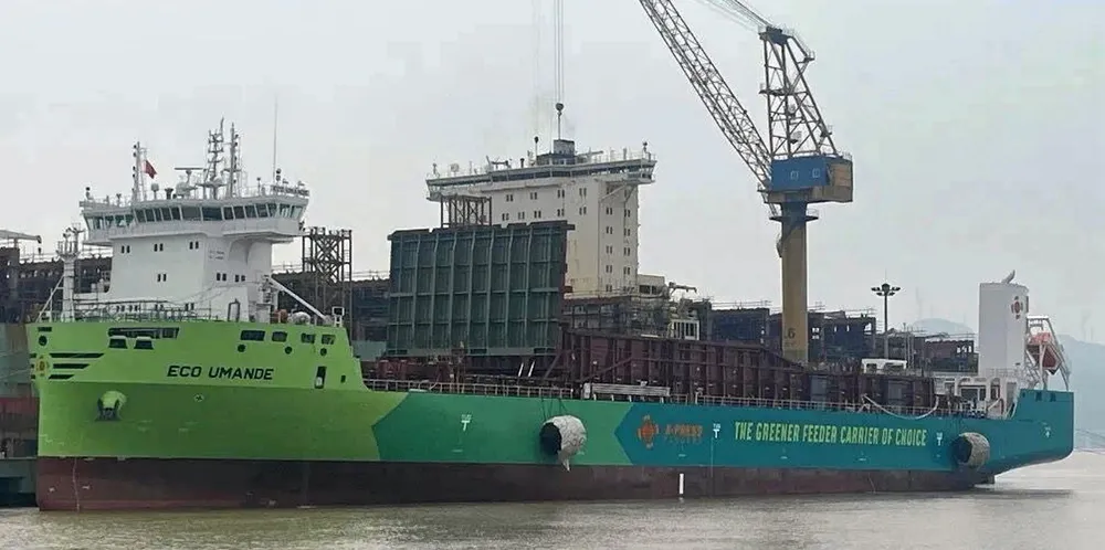 The 1,170-teu container ship newbuilding Eco Umande has been upgraded from a methanol-ready vessel to a methanol dual-fuel vessel.