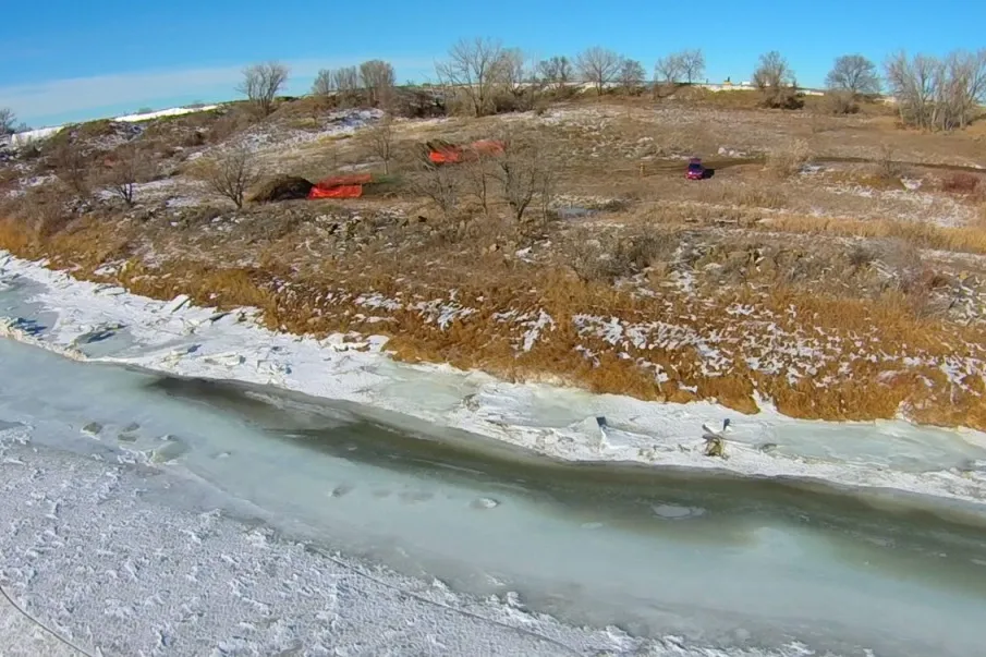 Complications: ice is making oil recovery difficult at site of breached Poplar Pipeline