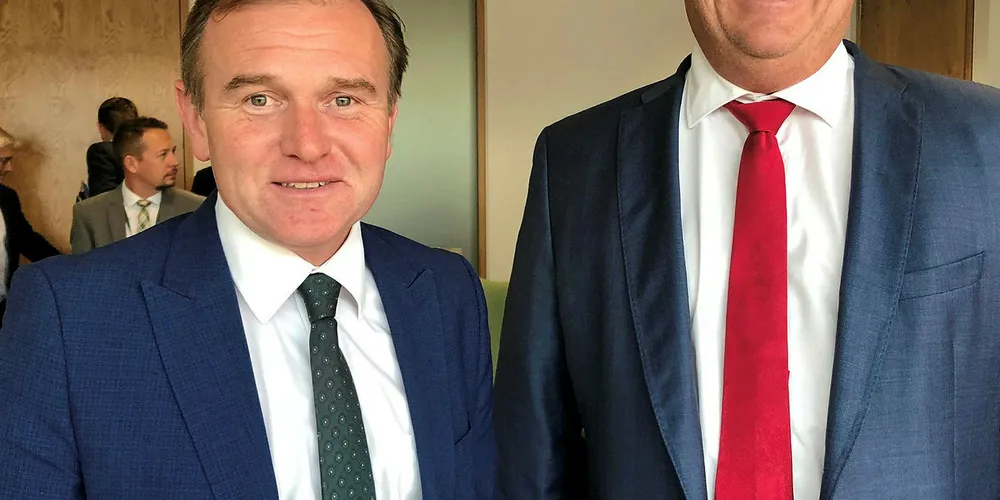MØTE: Den britiske fiskeriministeren George Eustice og den norske fiskeri- og sjømatministeren Harald Tom Nesvik drøftet veien videre etter en mulig brexit.