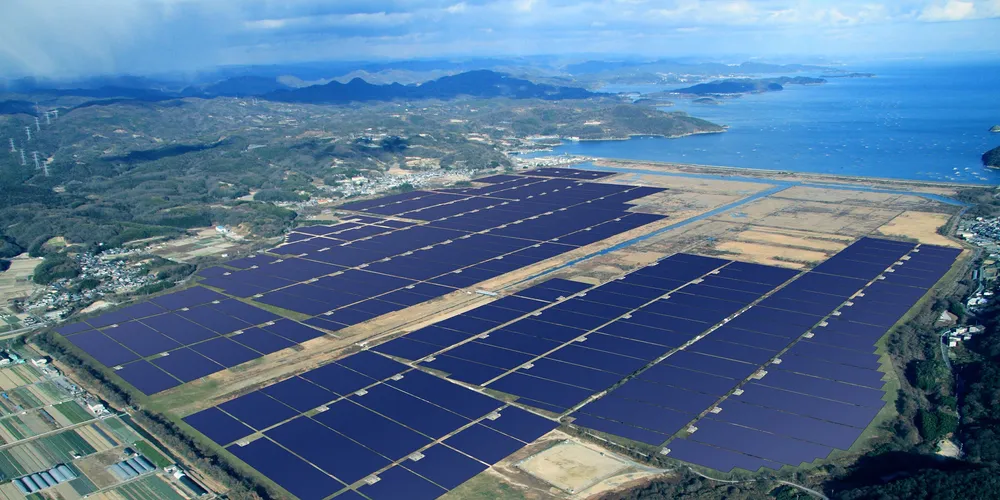 Through its EFS arm, GE is a major investor in solar projects like this 231MW array being built in Japan