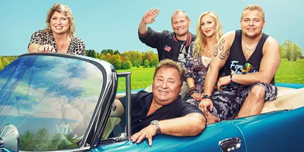 Leif-Ivan Karlsson (front) and his family star in a Swedish reality TV show.