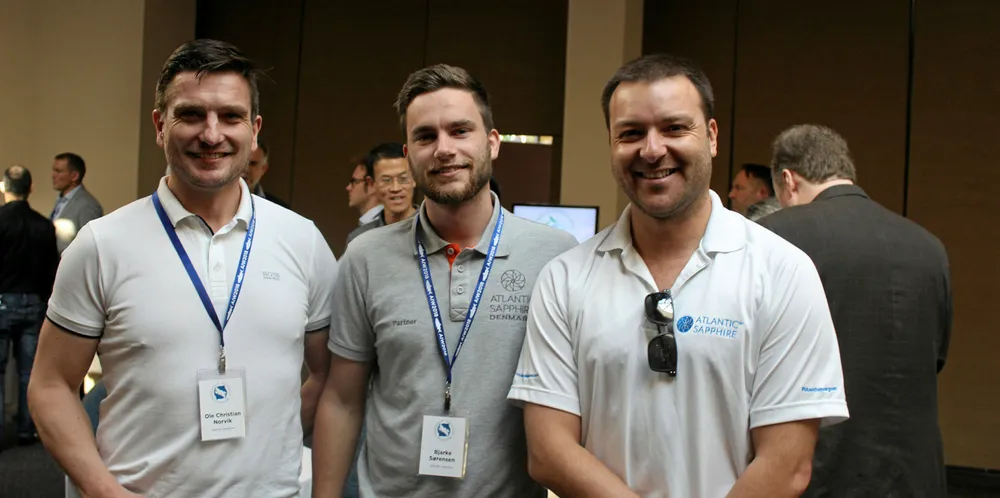 Ole Christian Norvik, pictured here on the far left, has resigned from his role as managing director for Atlantic Sapphire's Denmark operations.