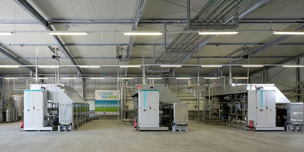 Siemens electrolysis system in Mainz, Germany, that convertes surplus renewable energy into hydrogen