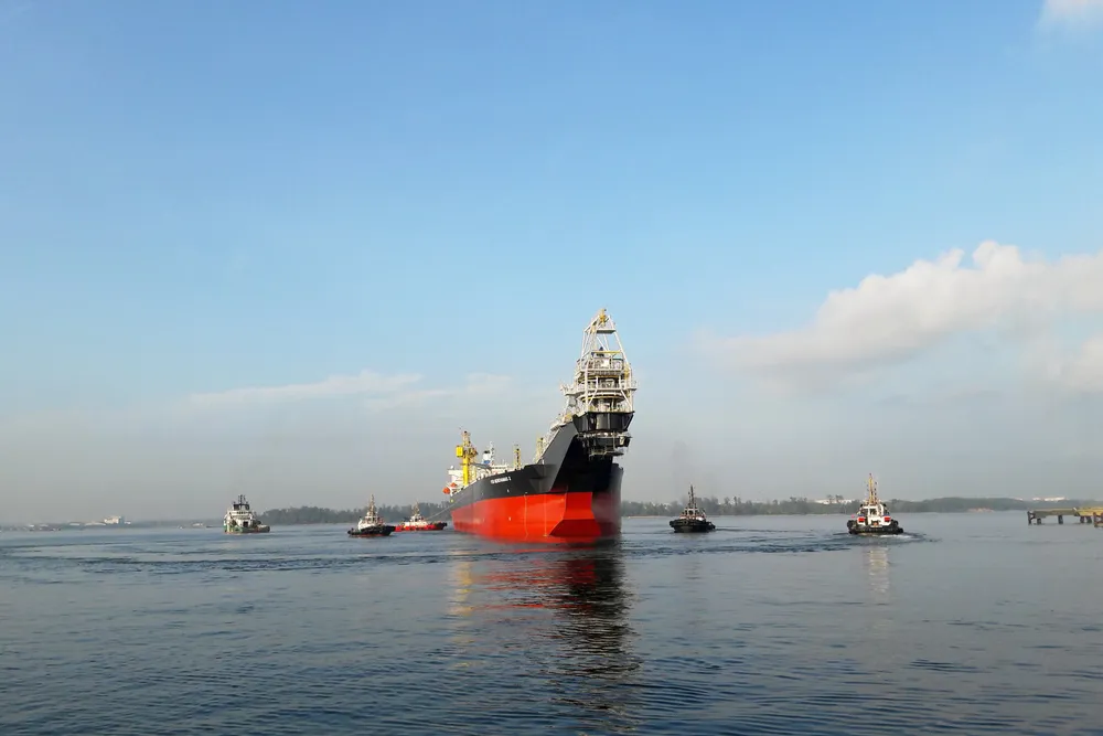 Under tow: the Benchamas 2 floating storage and offloading vessel en route to Chevron’s Benchamas field in the Gulf of Thailand.
