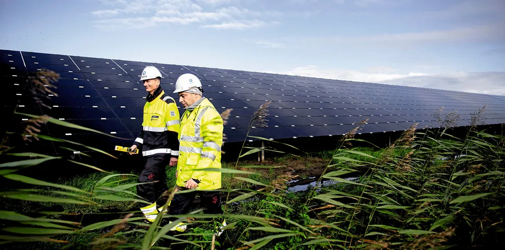 Statkrafts eiendeler utenfor Norge, som her ved selskapets solarpark utenfor Emmen i Nederland, har økt betydelig i verdi som følge av fall i kronekursen.