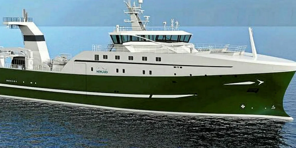 LEVERES SNART: Her er Nergård Havfiskes nye hekktråler som bygges hos Vard, og blir overlevert 28. februar. Nå er Nerdgård Havfiske klar til å bestille en ny båt i samme størrelse.