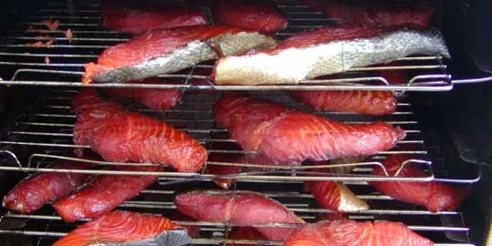 Headed and gutted salmon at Taku River Reds in Juneau, Alaska.