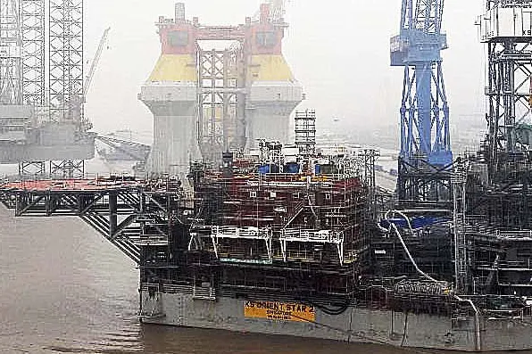 Delivery delay: for KS (pictured: KS Drilling’s jack-up rig Orient Star 2 at Cosco’s yard in Nantong)