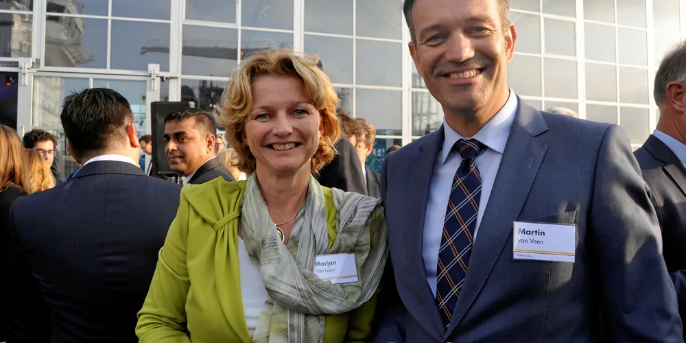 Shell Netherlands president director Marjan van Loon (left) and Martin van Veen of Shell Trading