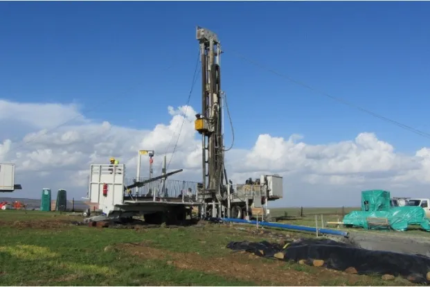 Amersfoort project: a gas production rig spudding the KA-03 well in Mpumalanga, South Africa