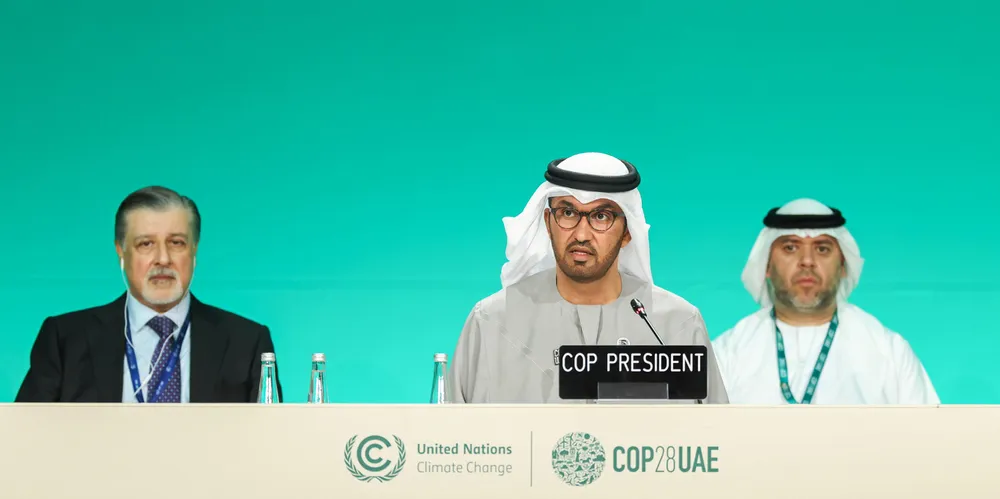 COP28 president Sultan Ahmed Al-Jaber closes the climate conference. The event was held in Dubai.