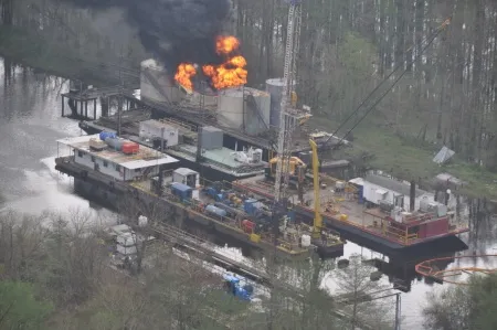 On fire: Louisiana oil platform