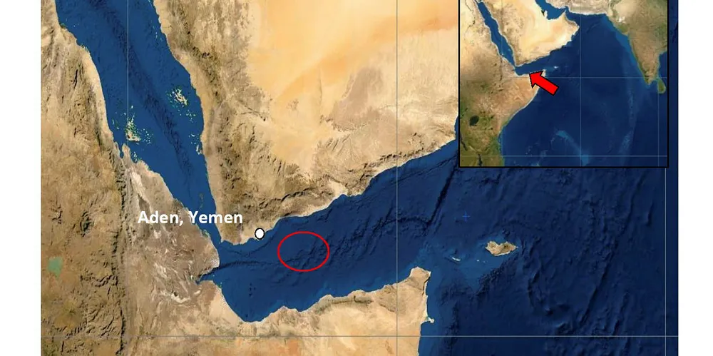 An MSC boxship was reportedly damaged by in the attack southeast of Aden