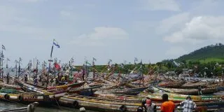 Fishing boats at Tombo Fishing community, Sierra Leone