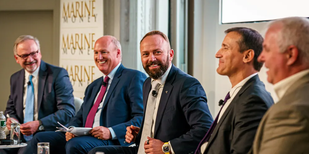 Mikkel Gleerup (centre) is chief executive of Cadeler.