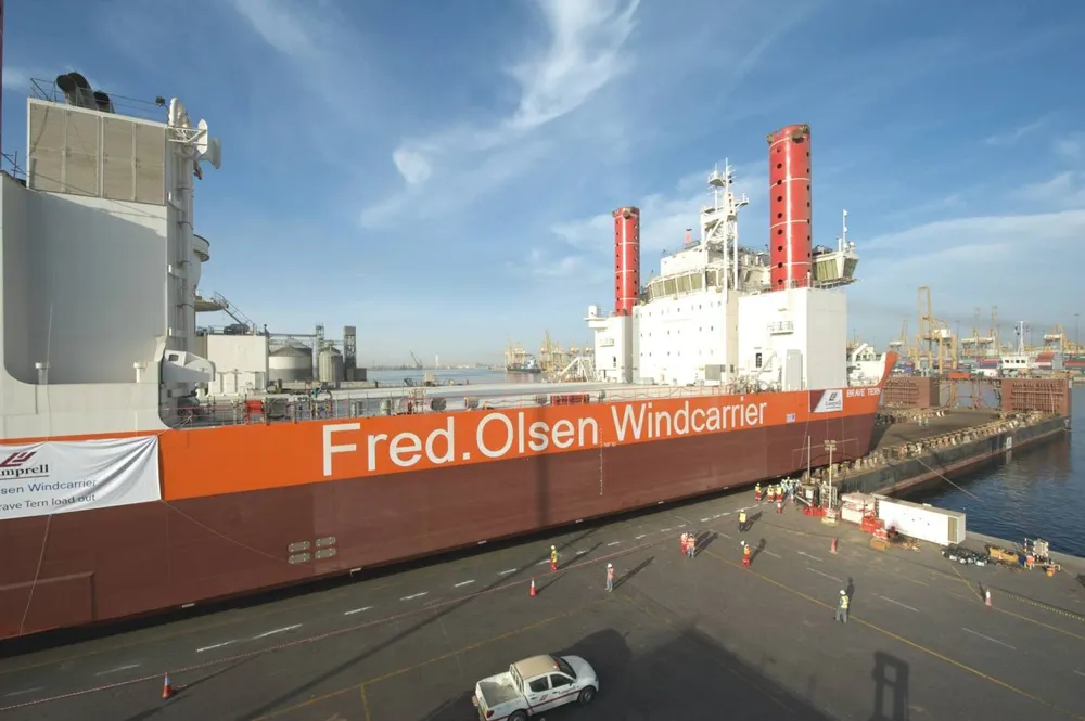 Brave Tern: the Windcarrier 1 heavy-lift vessel was delivered to Fred Olsen on Monday after extended delivery delays