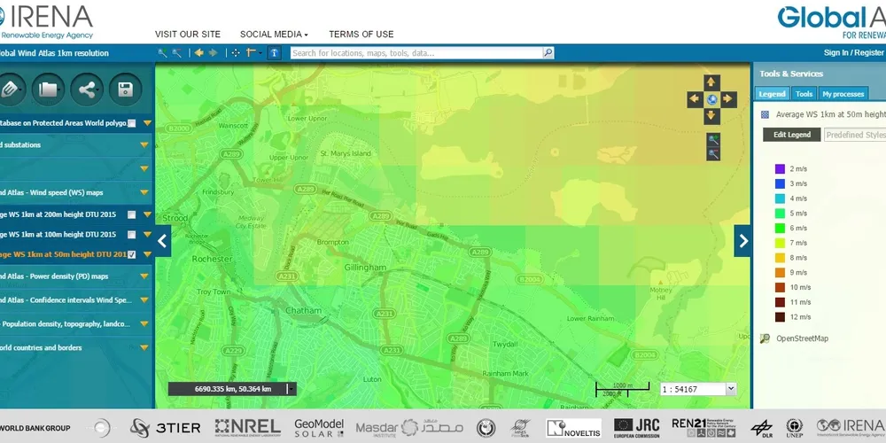 The Irena/DTU Wind Atlas offers detailed wind resource data