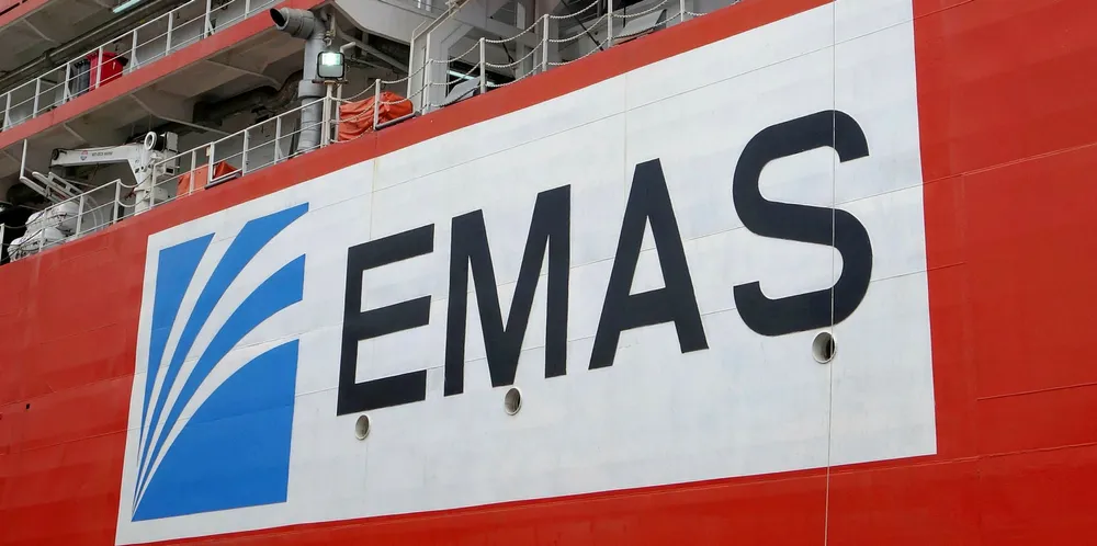 EMAS' logo on a ship