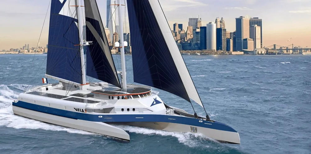 The proposed Vela Transport trimaran is ‘helping to shape the future of international maritime transport’.