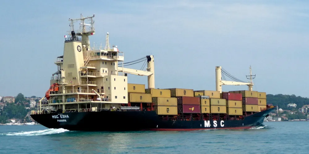 MSC Mediterranean Shipping Company’s 923-teu MSC Esha F (built 1993) was anchored off Alang on Monday awaiting beaching.