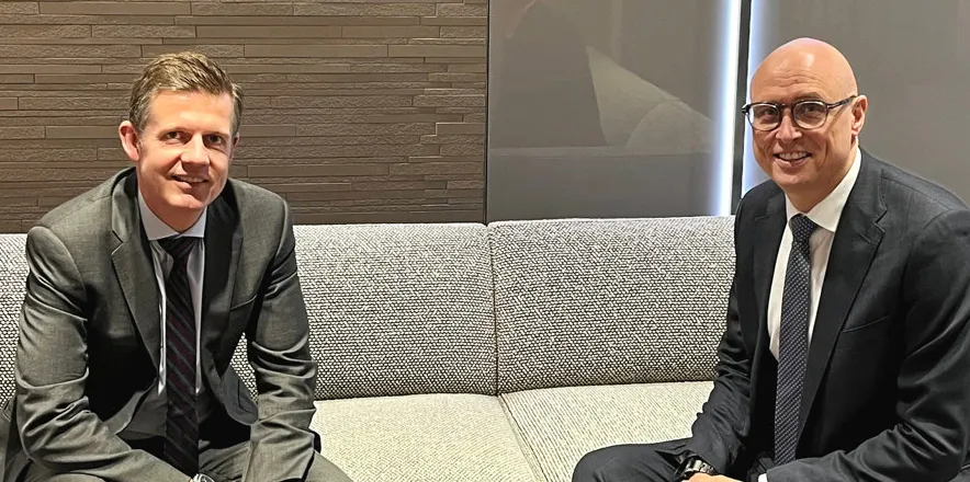 DNB’s Christo Nikolov (left), senior vice president of Ocean Industries Maritime, and Anders Grevstad, CEO of DNB UK, at the bank’s London office.