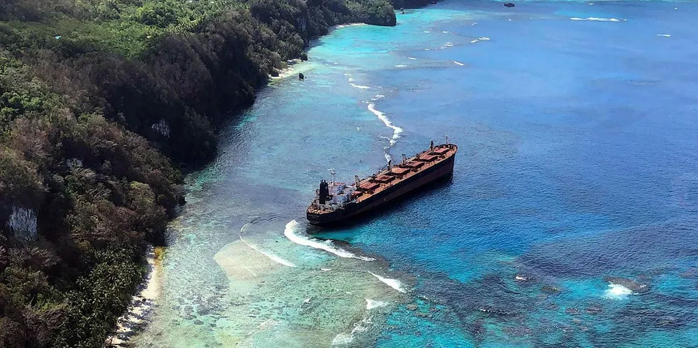 Solomon Trader aground in the Solomon Islands
