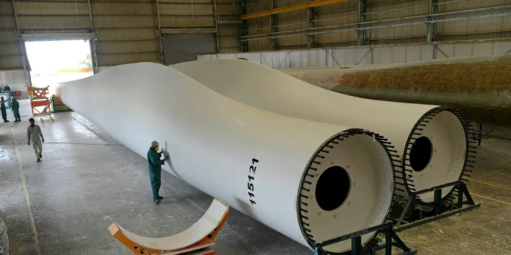 A Suzlon blade plant. The company wants measures to encourage exports.