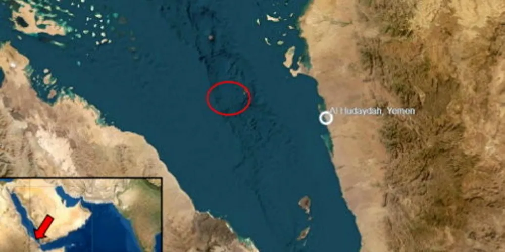 A UKMTO graphic shows the location of the latest Houthi missile strike.