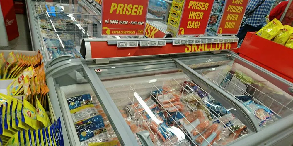 PRISKRIG: Fryst fisk i en Coop Extras butikkdiskFoto: Anders Furuset