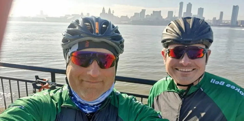 Adrian Scales (left) and Anthony York of Brookes Bell take part in Hill Dickinson’s Stride to Singapore event.