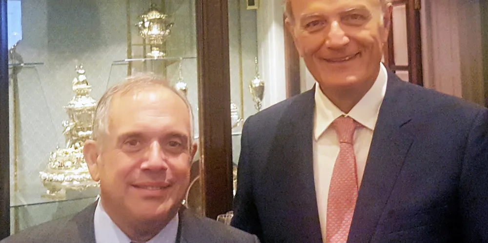 Intercargo chairman and president of Fafalios Shipping, Dimitrios Fafalios (left) with predecessor at Intercargo, John Platsidakis.