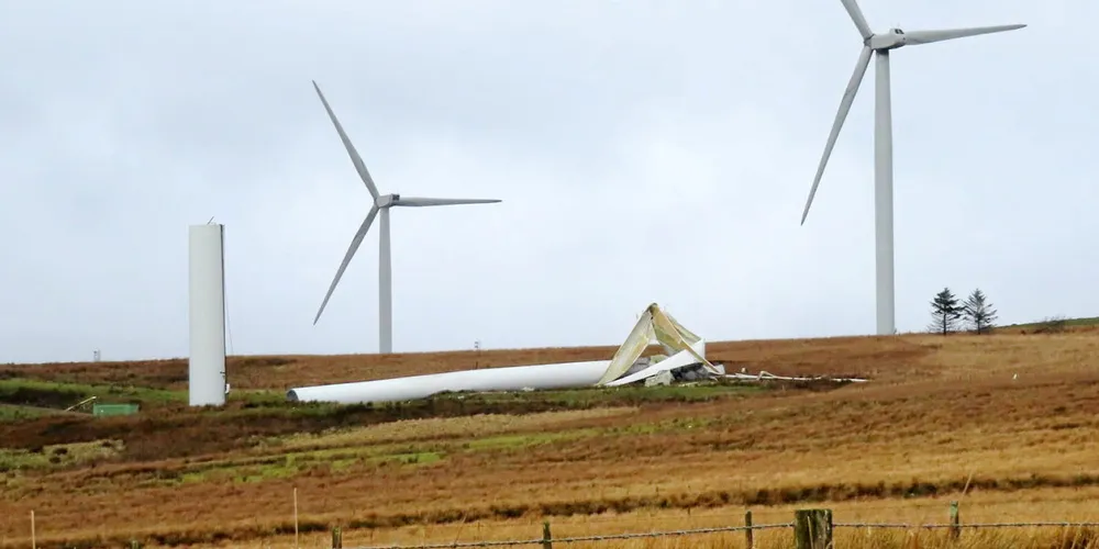 The fallen Nordex turbine in Wales.