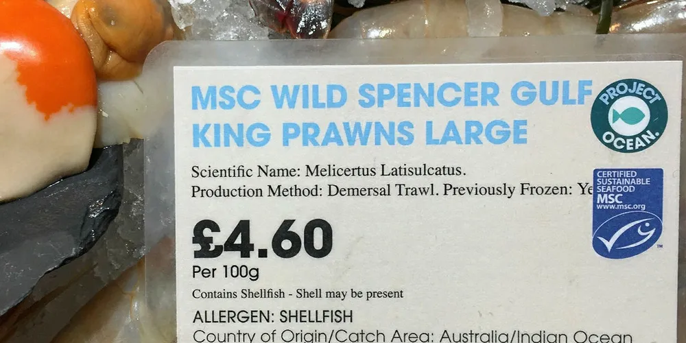 MSC certified Australian shrimp at UK retail.
