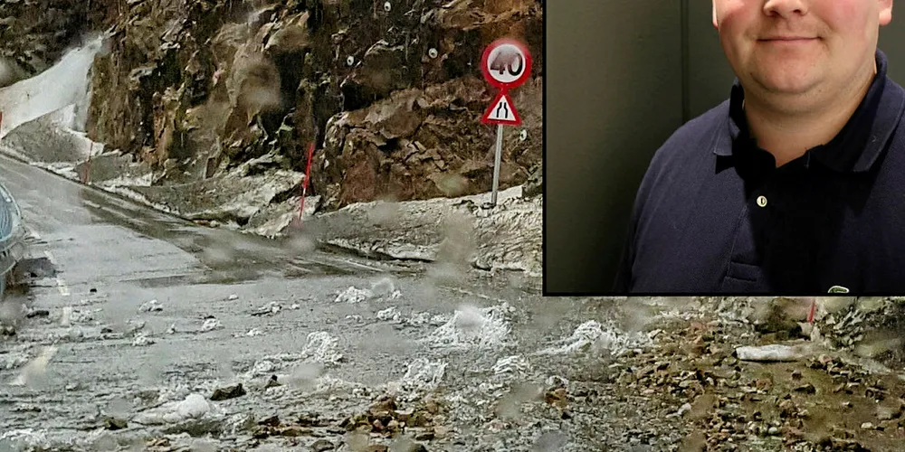VEIER I OPPLØSNING: Tirsdag morgen 23. april gikk det ras over fylkesvei 57 mellom Tromsø og Tromvika. Frps ordførerkandidat i Tromsø, Bjørn-Gunnar Jørgensen, vil ta opp situasjonen for sjømatveiene på Frps landsmøte i mai.