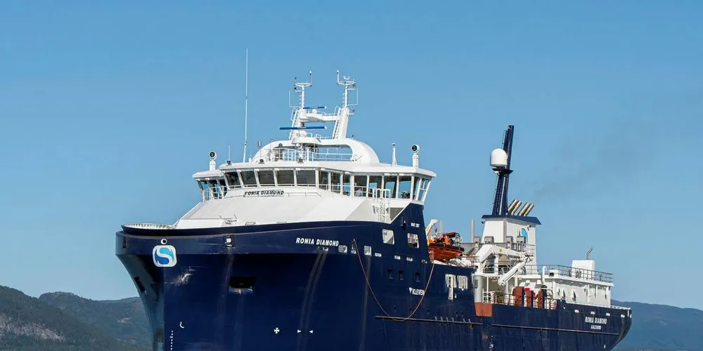Brønnbåten «Ronia Diamond» er bygget av Kleven Verft for Sølvtrans. Den skal på en langsiktig kontrakt med Cermaq Chile våren 2018.Foto: Kleven Verft