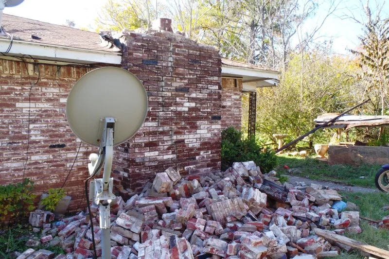 Damages: rubble from a home after a 5.6-magnitude earthquake in Oklahoma in 2011