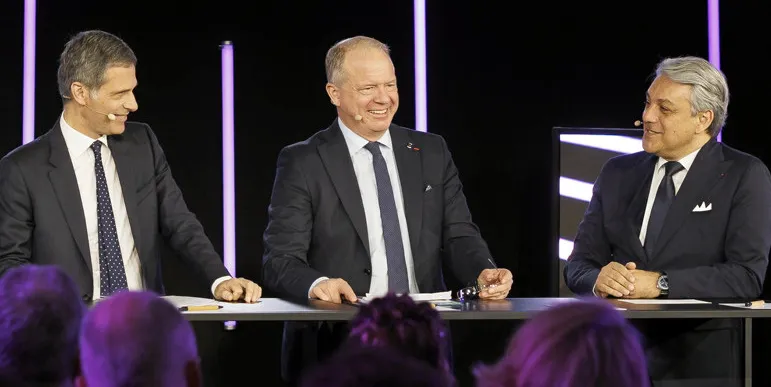 The launch of Flexis SAS: (from left) Rodolphe Saade; Volvo’s Martin Lundstedt; and Luca de Meo of Renault.