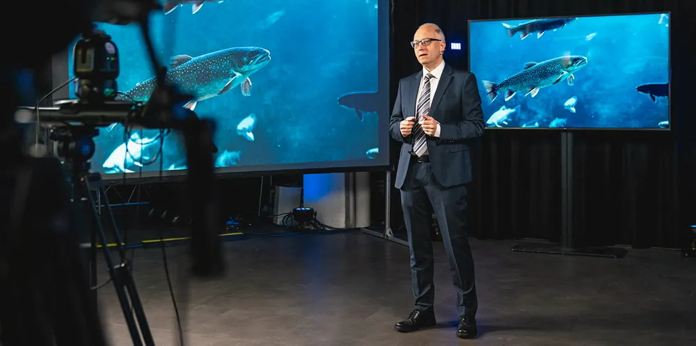Sjømatanalytiker Paul T. Aandahl presenterer tallene.