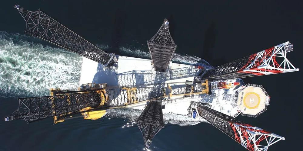 A bird's eye view of the Pacific Orca, which has started work at Borkum Riffgrund