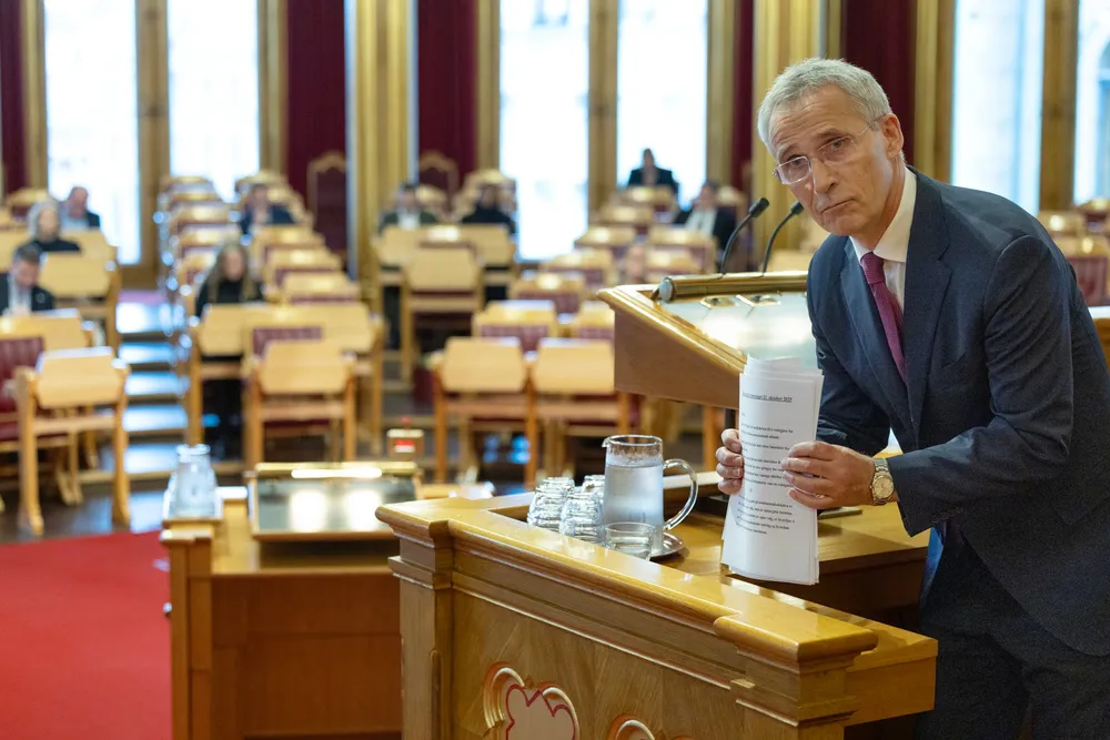 Finansminister Jens Stoltenberg (Ap) redegjorde for Oljefondets etiske retningslinjer i Stortinget i forrige uke.