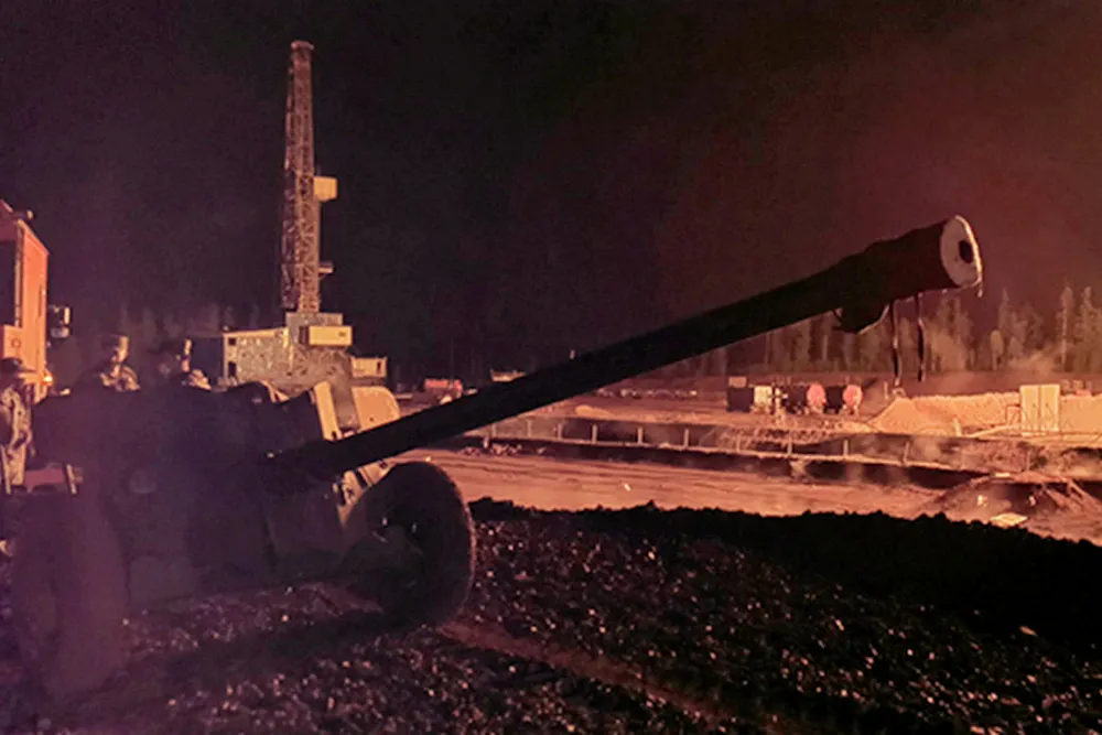 Shelling: the Russian antitank gun at the blowout site on the Ayansky block in the Irkutsk region